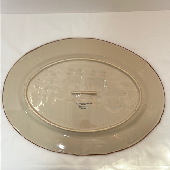 St. Nicholas Square 18” Platter Festive Bear and Moose Winter Scene Ceramic - Picture 3 of 6